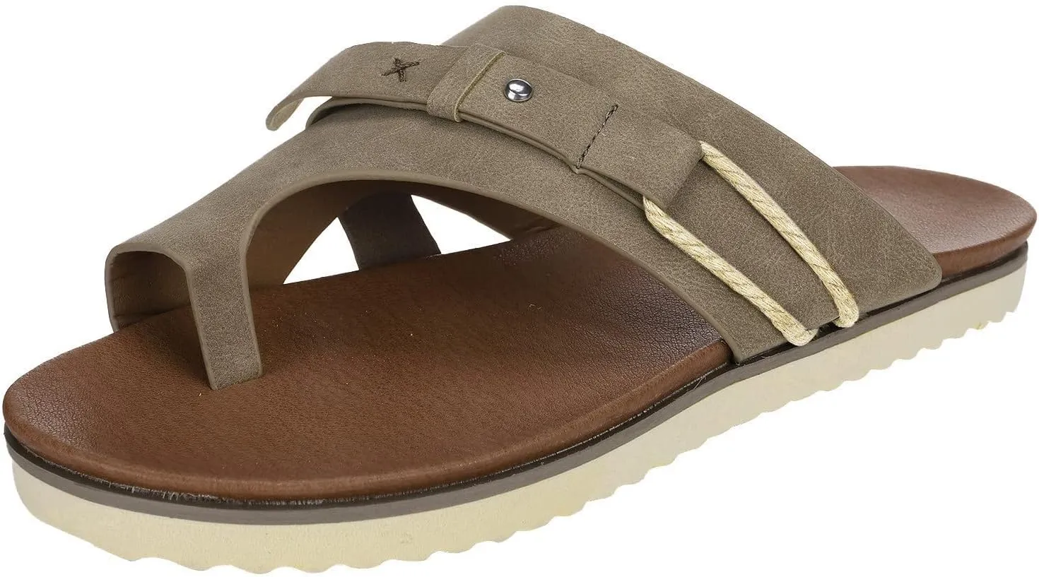 Eduavar Sandals for Women Dressy Summer, Flat Sandals for Women Summer Ring Toe Flip Flops Fashion Leather Sandals Slippers