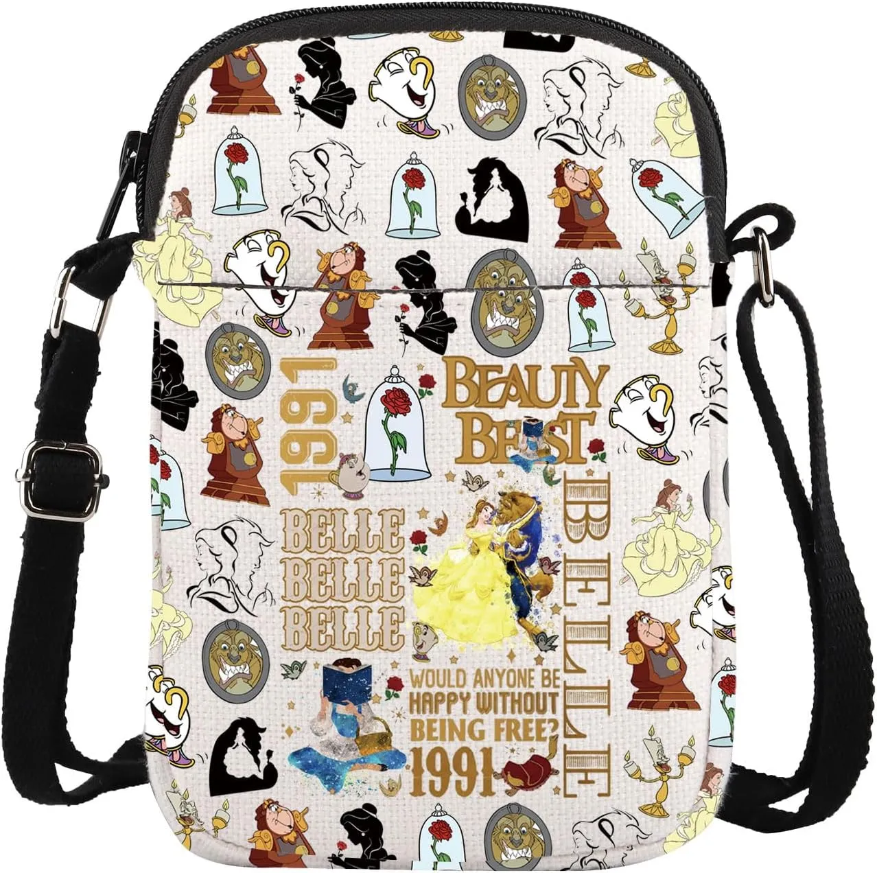 ENSIANTH Beauty Movie Inspired Gift Belle Lover Crossbody Bag A Tail as Old as Time Merch Belle Princess Beast Fans Gift