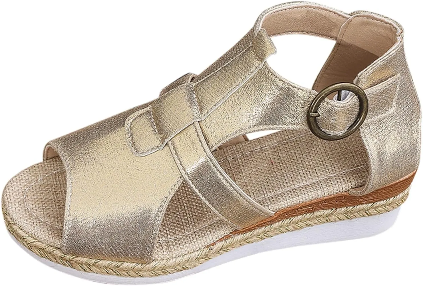 Espadrilles Wedges for Women with Arch Support Open Toe Slip On Orthopedic Sandals Wide Width Adjustable Buckle Summer Slides