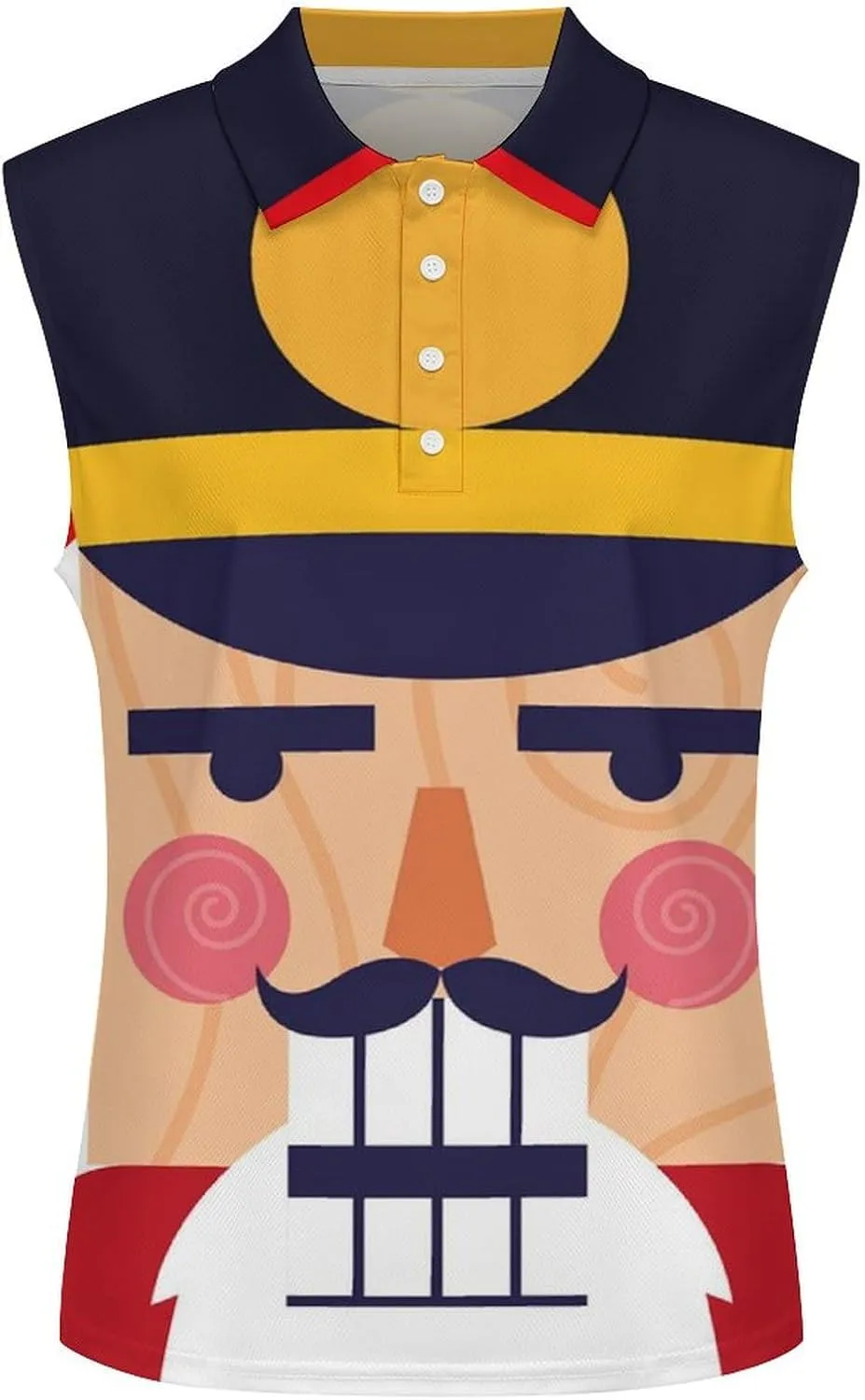 Face Nutcracker Soldier Women's Sleeveless Golf Polo Shirts Athletic Tank Tops