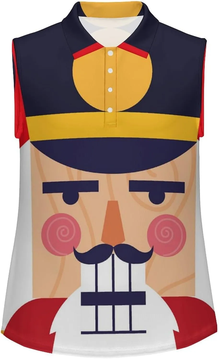 Face Nutcracker Soldier Women's Sleeveless Golf Polo Shirts Athletic Tank Tops