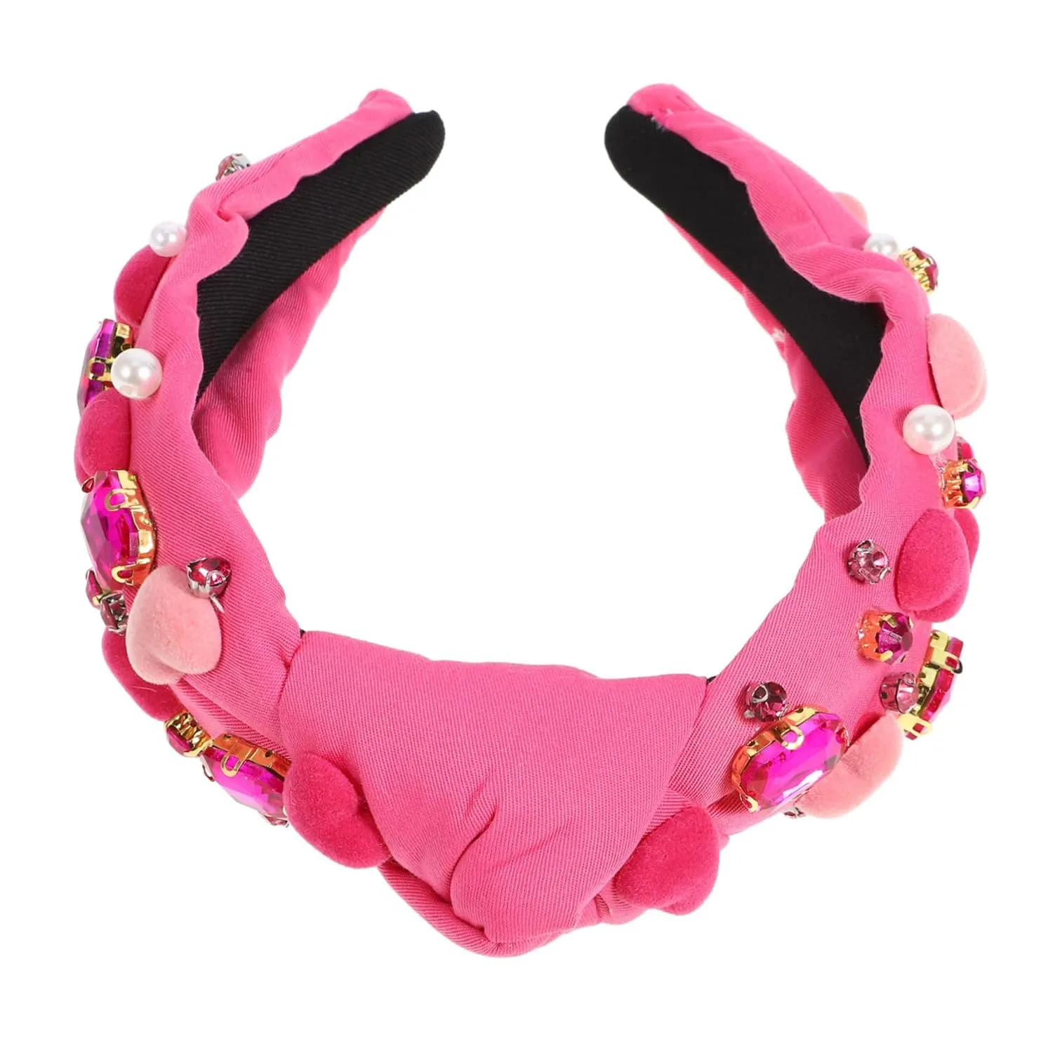Fashionable Rhinestones Headband Women's Decorative Knotted Headband Wide Hoop