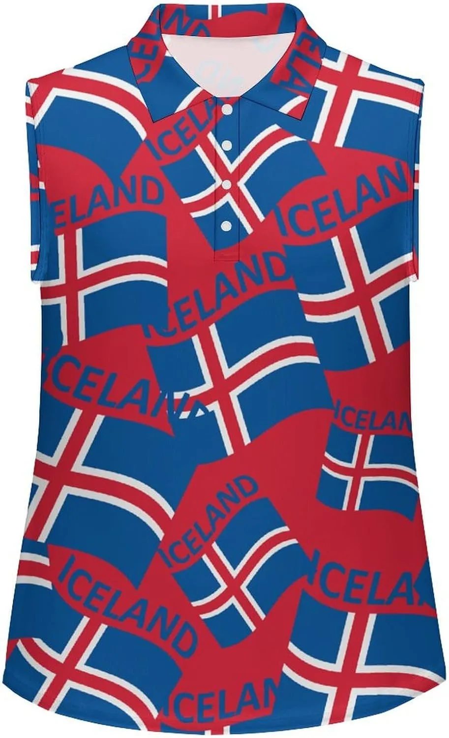 Flag of Iceland Women's Sleeveless Golf Polo Shirts Athletic Tank Tops