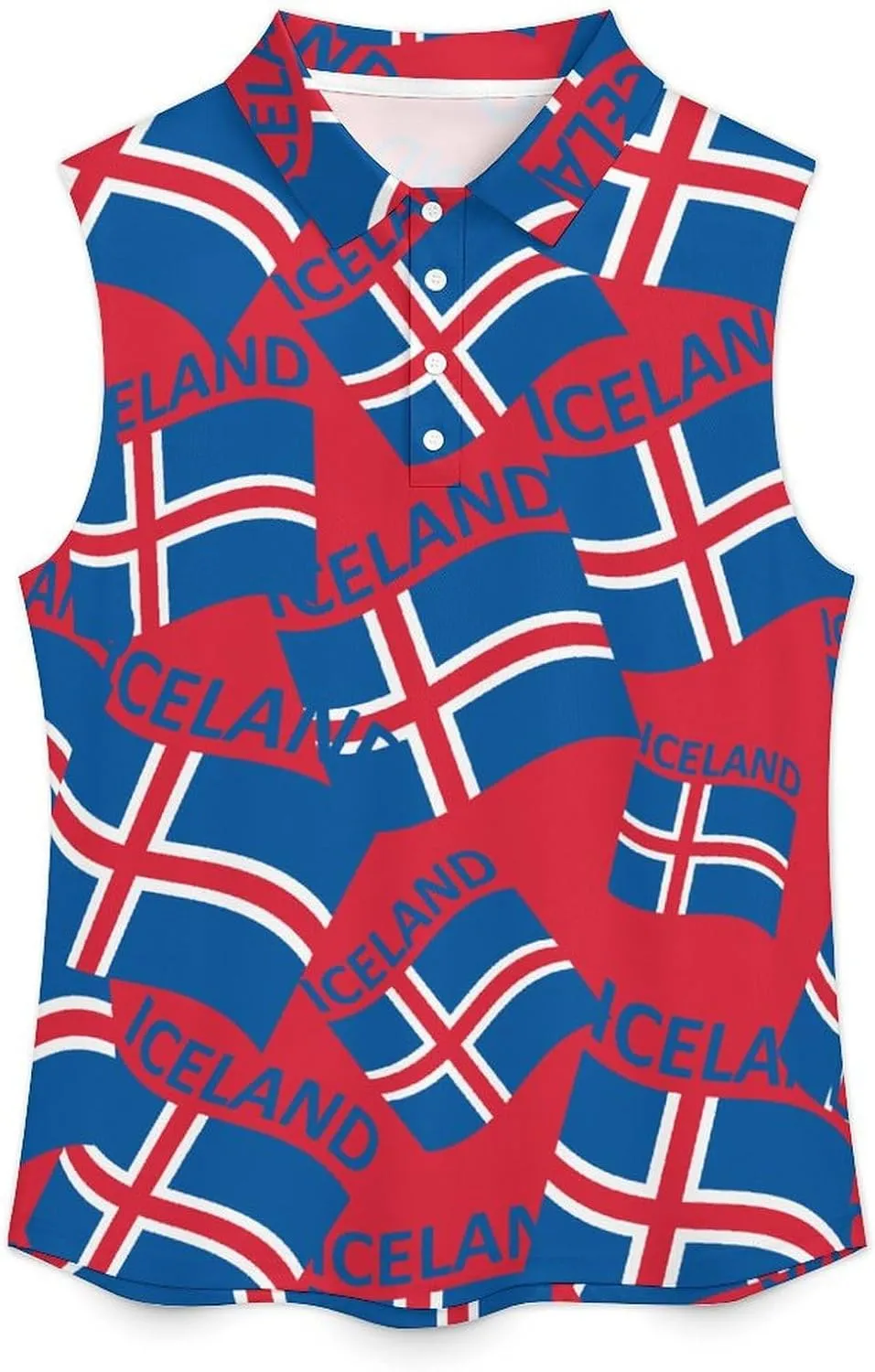 Flag of Iceland Women's Sleeveless Golf Polo Shirts Athletic Tank Tops