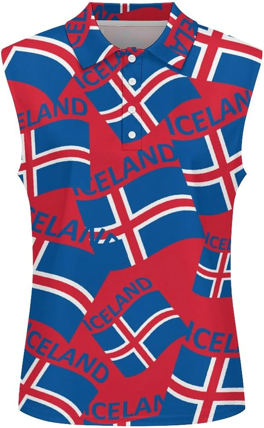 Flag of Iceland Women's Sleeveless Golf Polo Shirts Athletic Tank Tops
