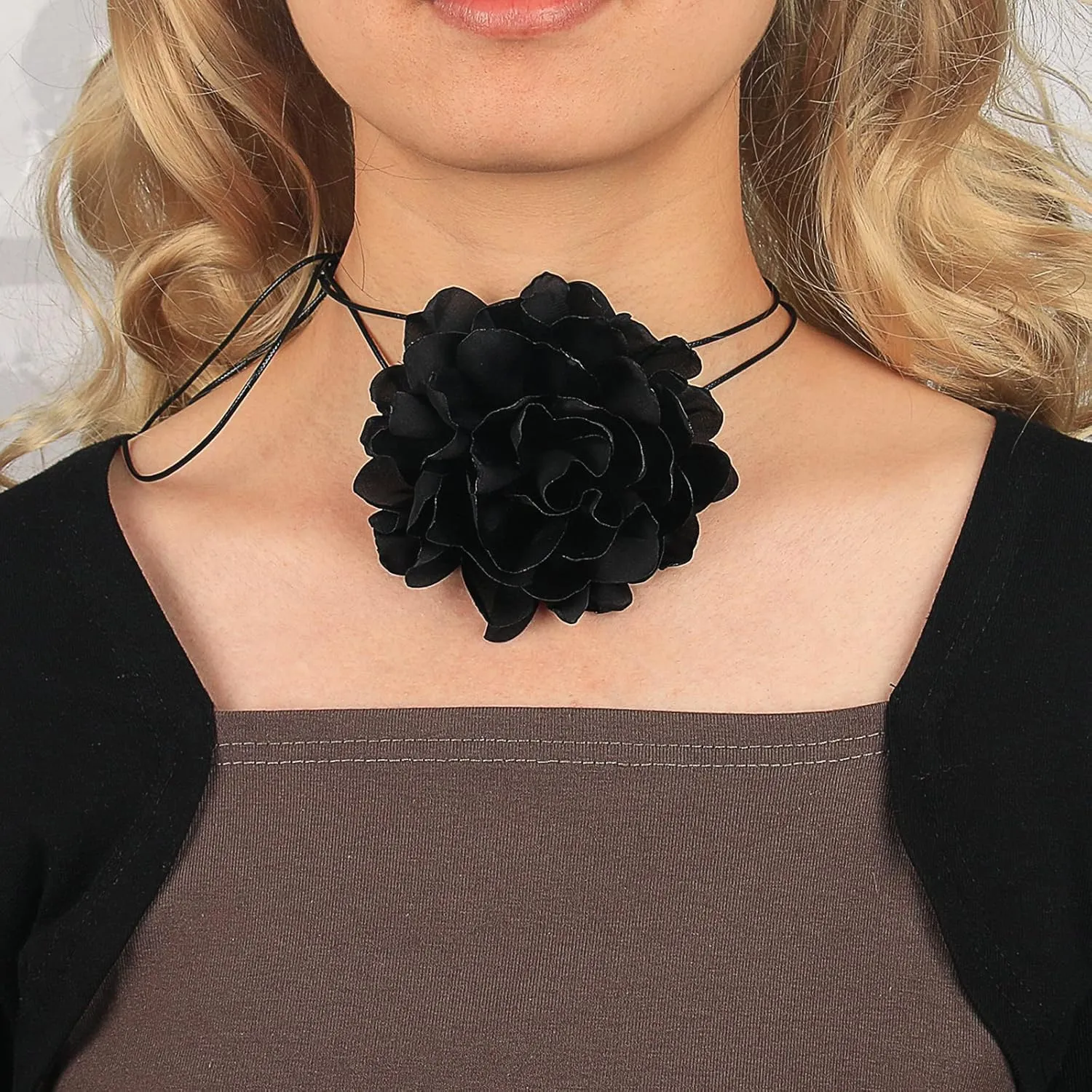 Flower Rose Choker Necklaces for Women Black Pink White Floral Ribbon Choker Y2K Gothic Accessories Jewelry
