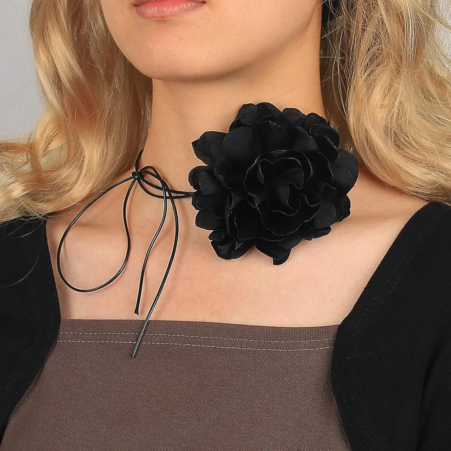 Flower Rose Choker Necklaces for Women Black Pink White Floral Ribbon Choker Y2K Gothic Accessories Jewelry