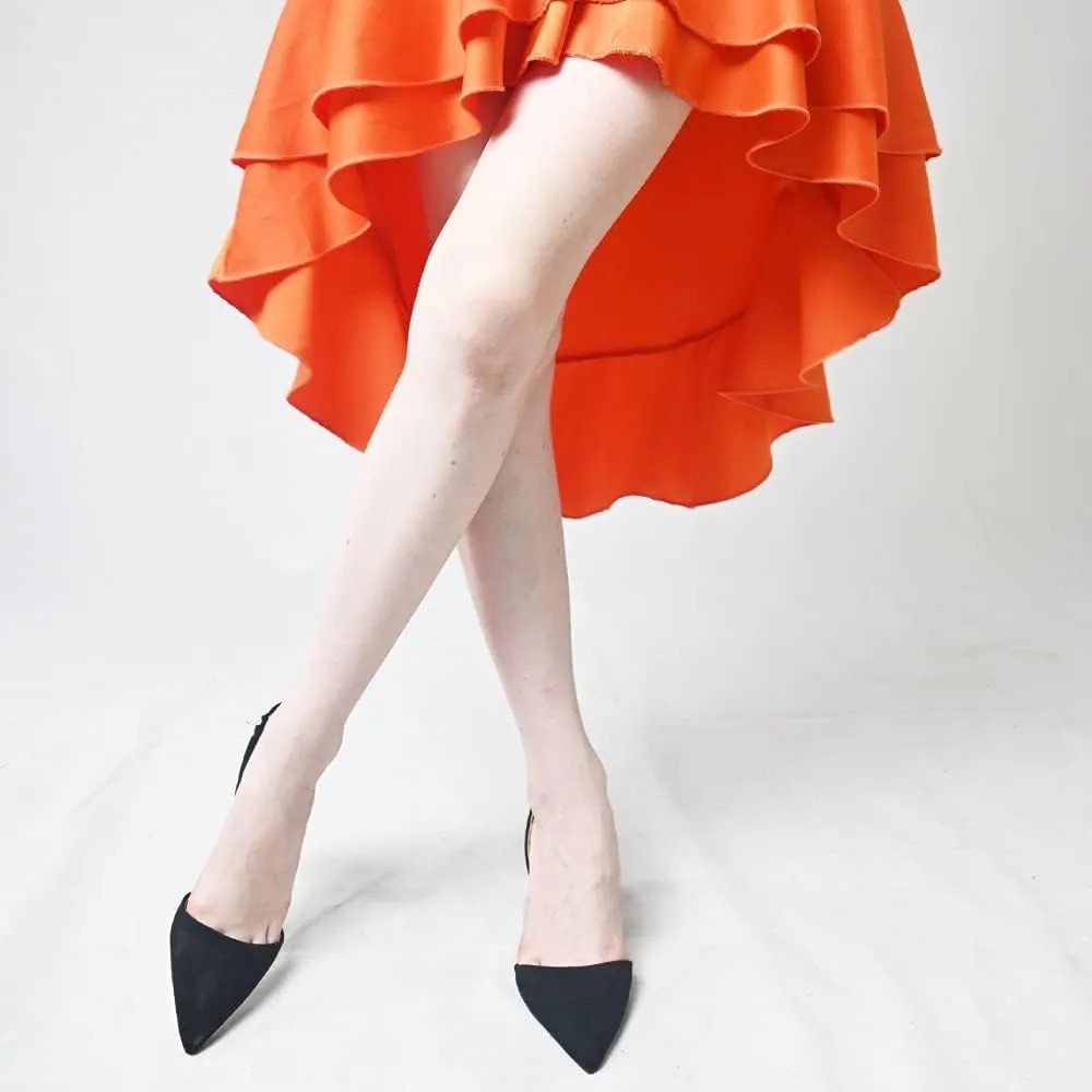 FSJ Women Fashion Low Kitten Heels Pumps Pointed Toe Slingback Sandals Comfy Wedding Party Sexy Dress Shoes Size 4-15 US