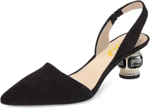 FSJ Women Fashion Low Kitten Heels Pumps Pointed Toe Slingback Sandals Comfy Wedding Party Sexy Dress Shoes Size 4-15 US