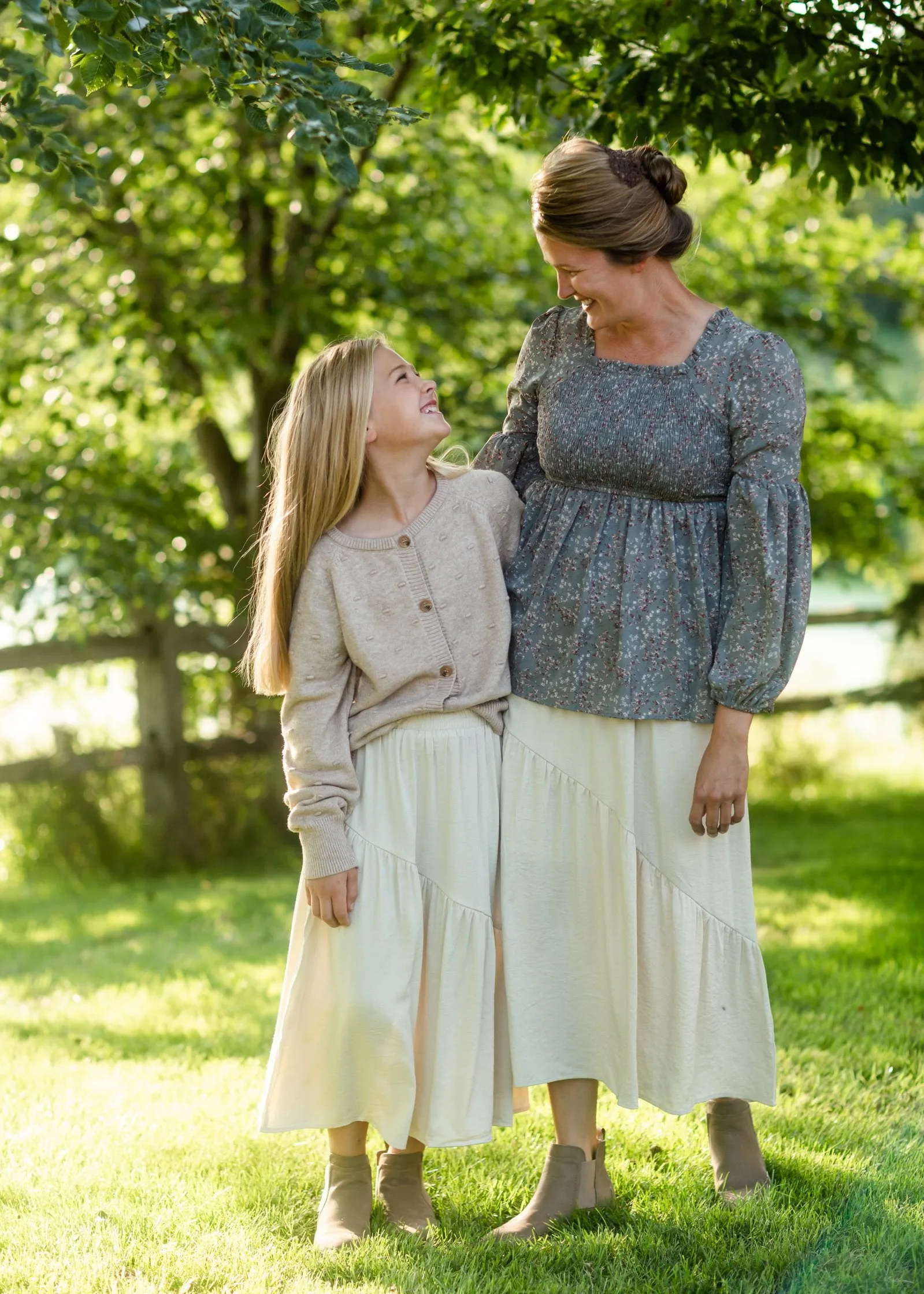 Girls Beige Asymmetric Seam Midi Skirt - FINAL SALE