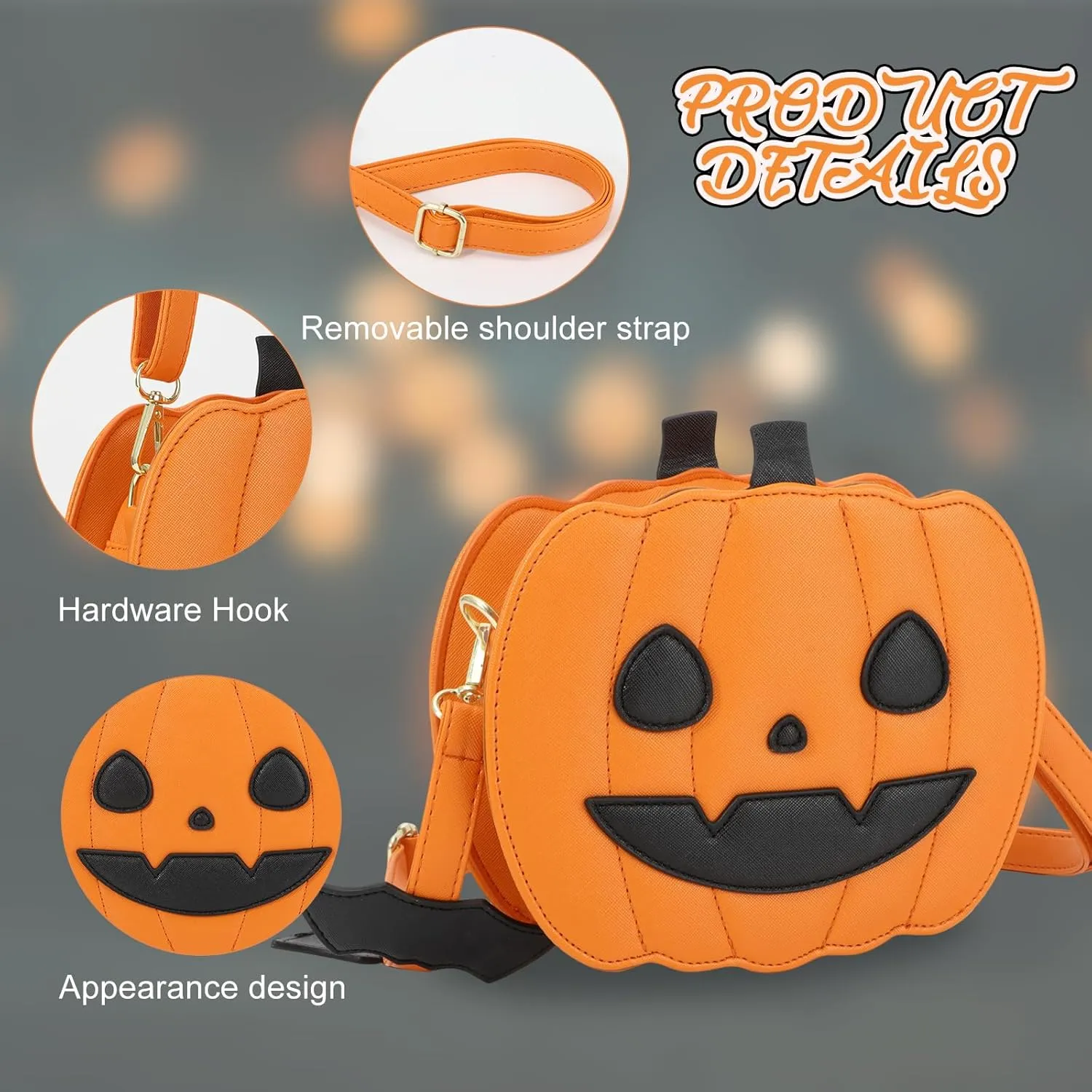 GOKTOW Novelty Pumpkin Purse,Halloween Pumpkin Crossbody Bag,Horror Halloween Funny Purses Handbags