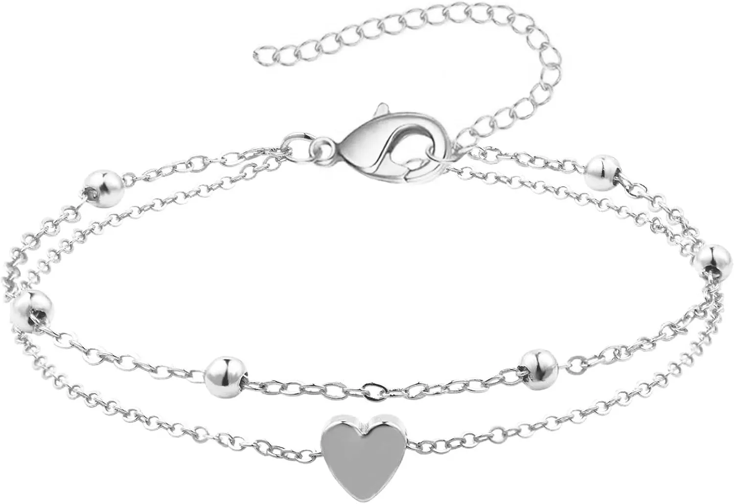 Gold/Silver Anklets for Women, 14K Gold Plated Anklets for Women Waterproof Beads Cuban Herringbone Tennis Paperclip Ankle Bracelets Stack Set Summer Beach Foot Bracelets Gold Jewelry Gifts