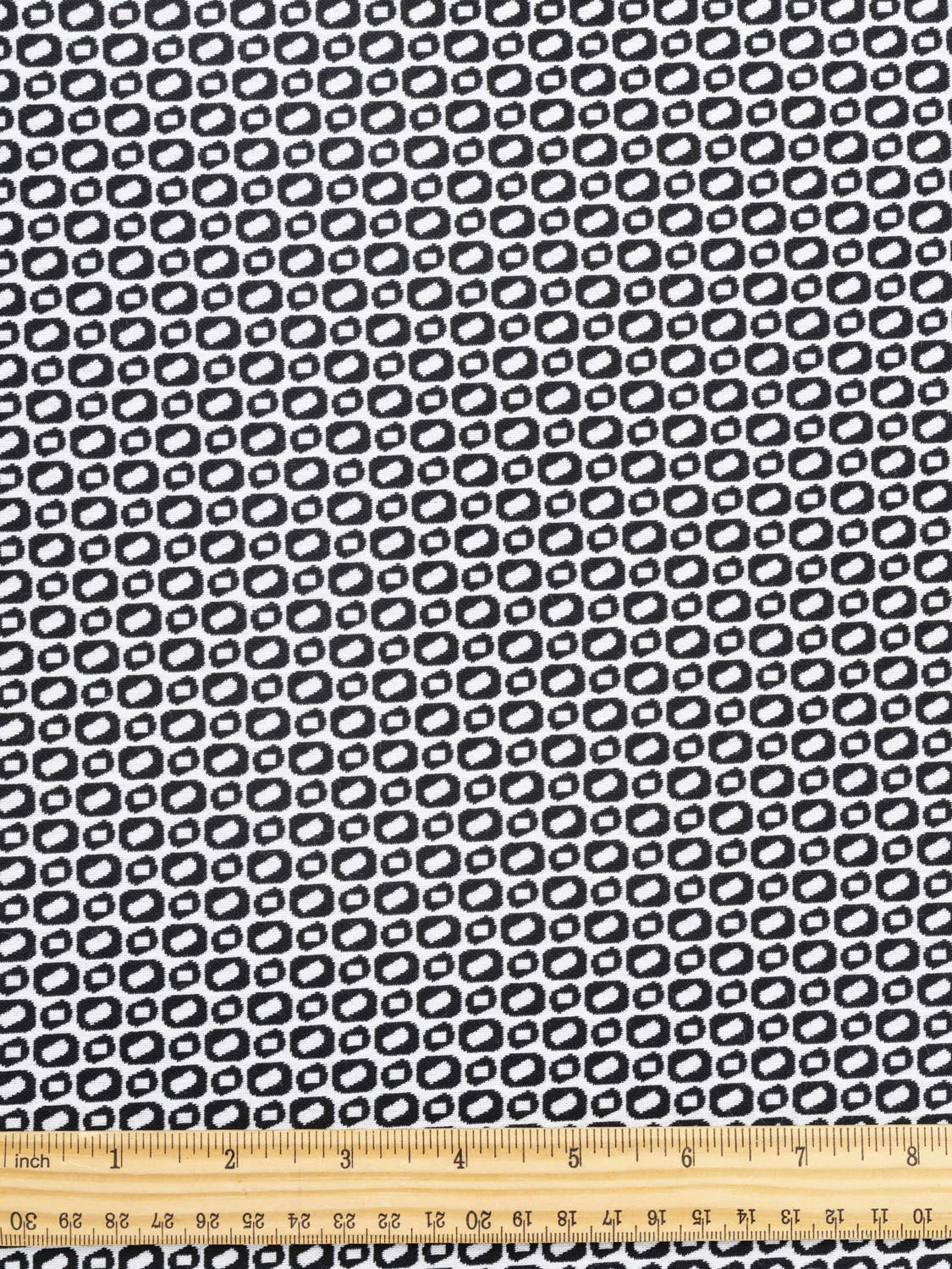 Graphic Oval Print Reversible Stretch Viscose Deadstock - Black   White - Swatch