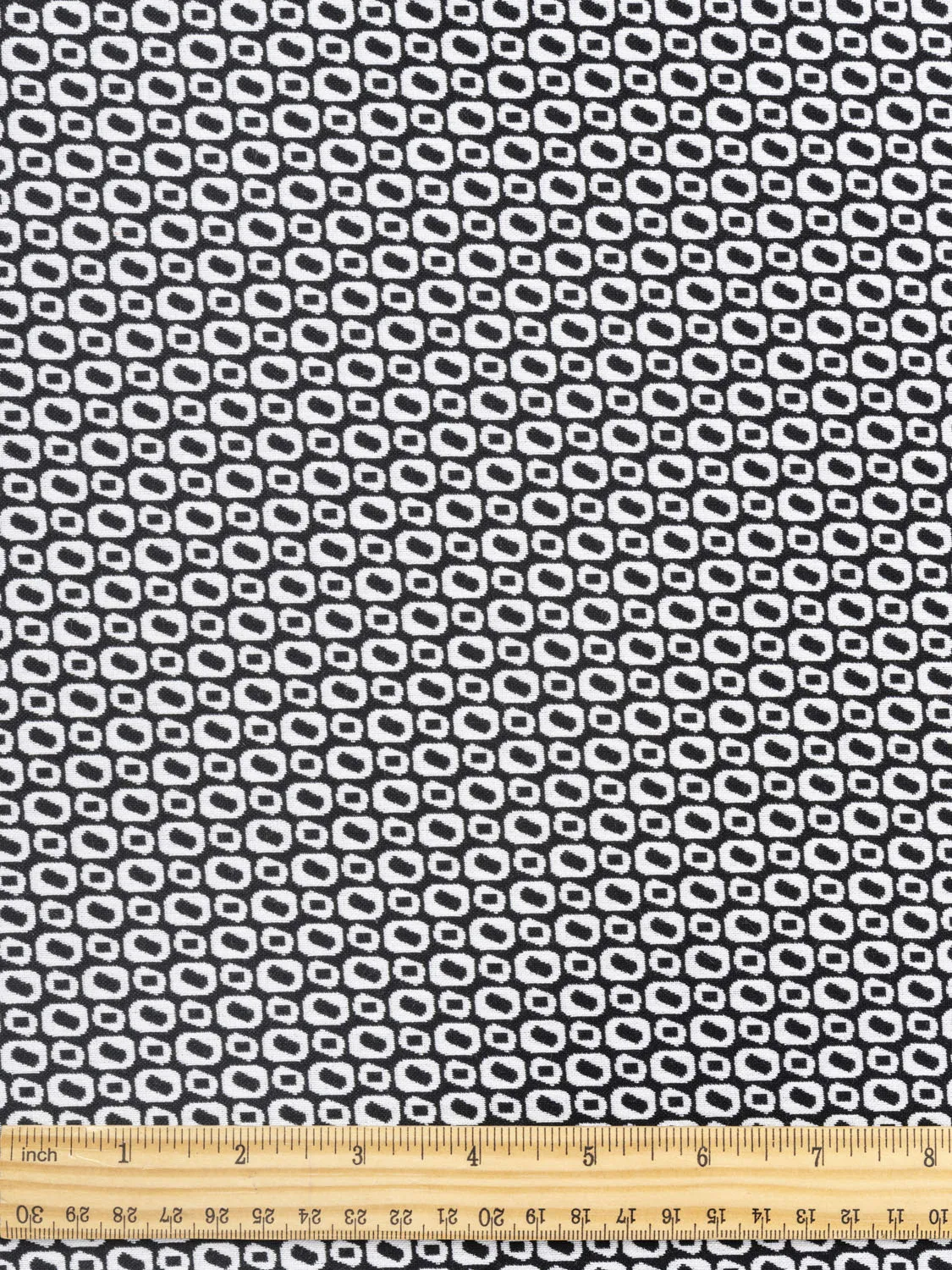 Graphic Oval Print Reversible Stretch Viscose Deadstock - Black   White - Swatch