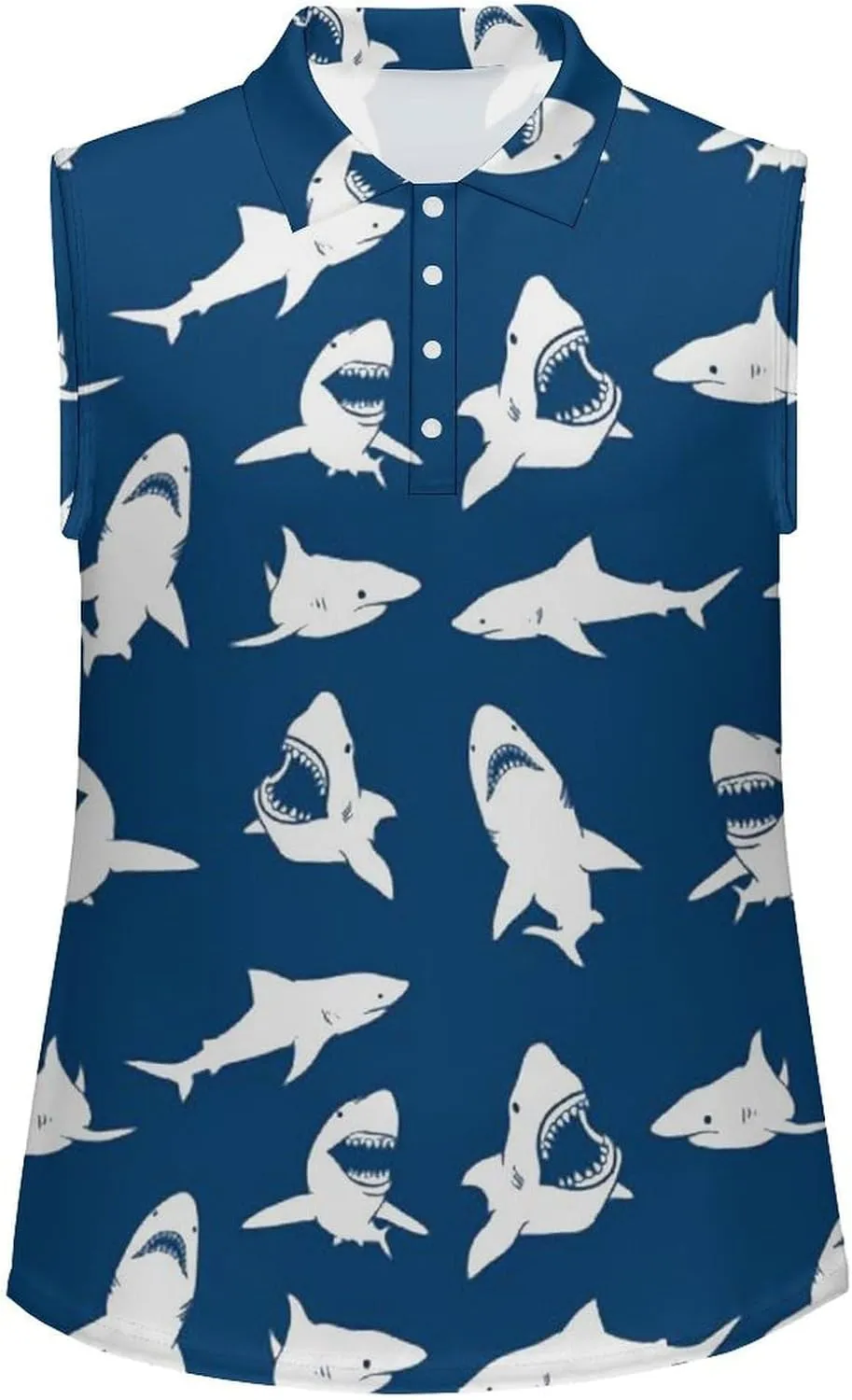 Great White Shark Women's Sleeveless Golf Polo Shirts Athletic Tank Tops