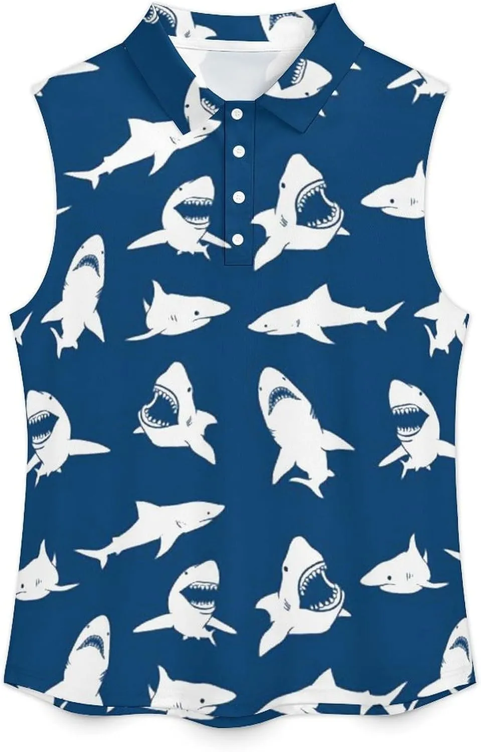 Great White Shark Women's Sleeveless Golf Polo Shirts Athletic Tank Tops