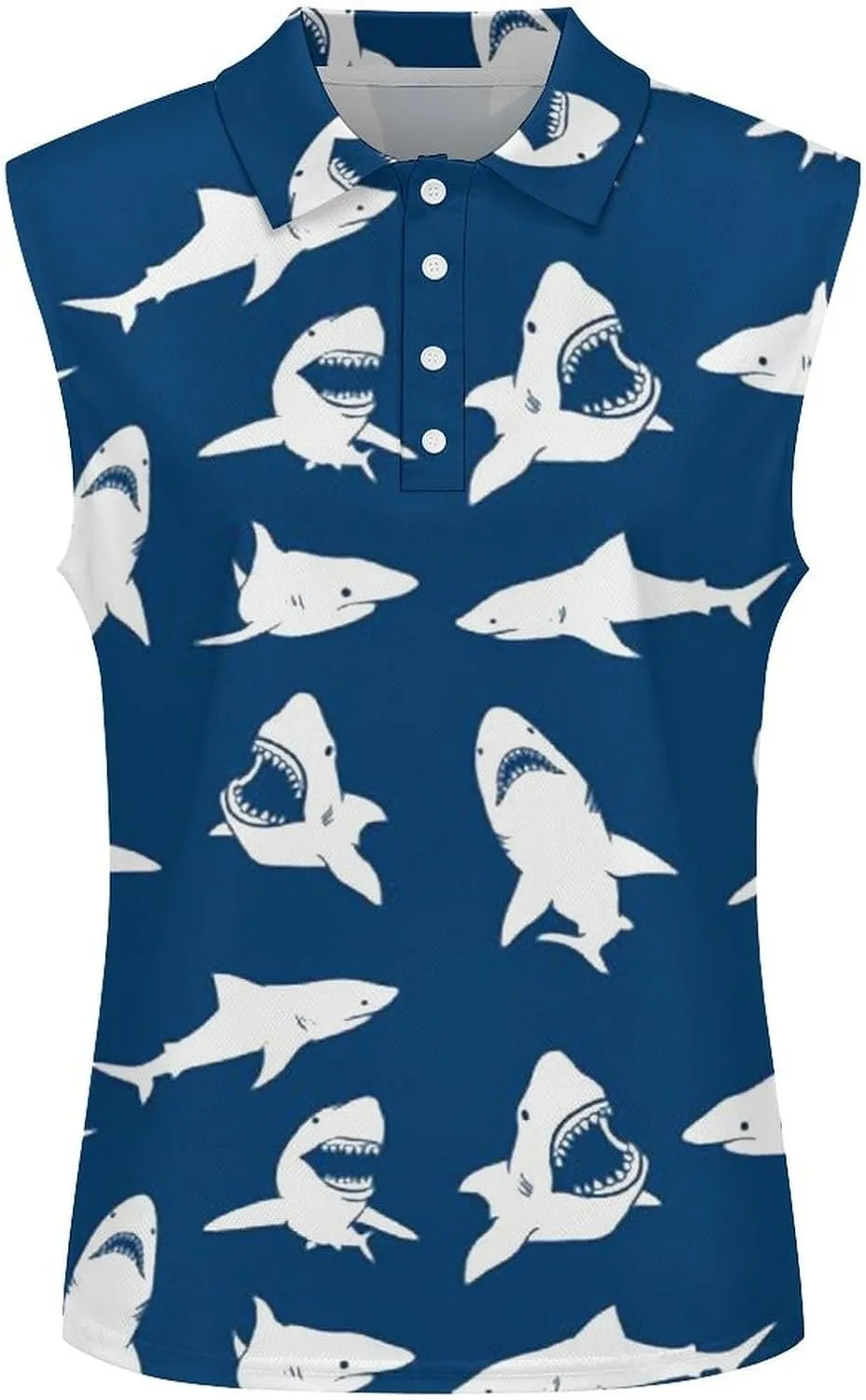 Great White Shark Women's Sleeveless Golf Polo Shirts Athletic Tank Tops