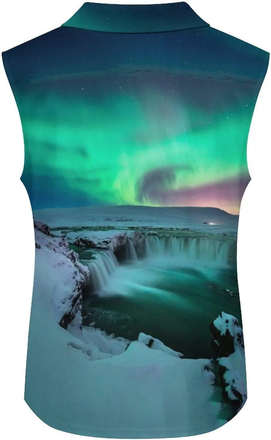 Green Northern Aurora Women's Sleeveless Golf Polo Shirts Athletic Tank Tops
