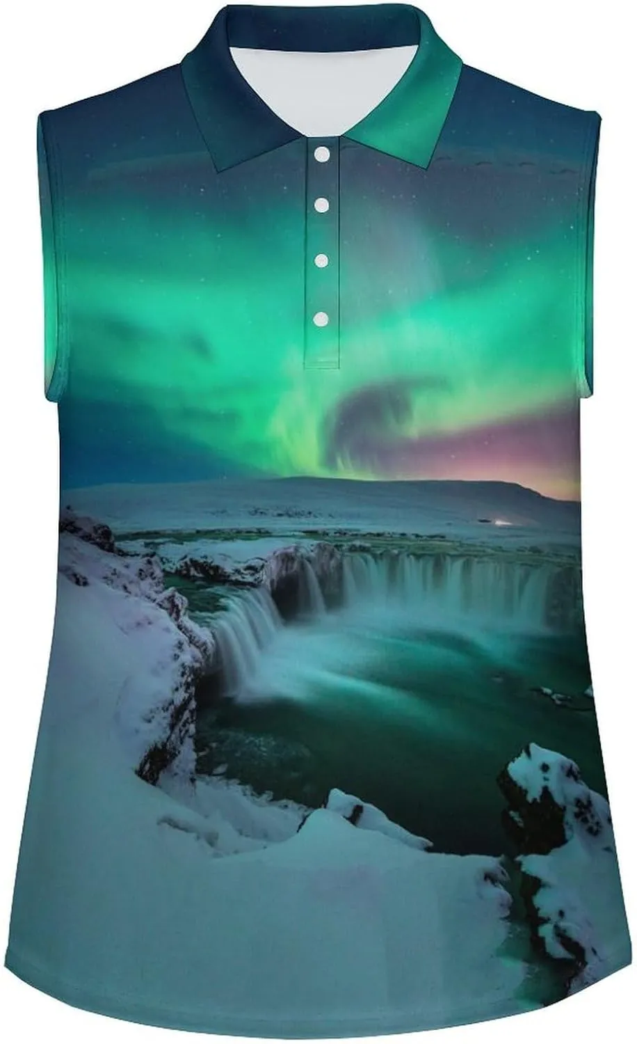 Green Northern Aurora Women's Sleeveless Golf Polo Shirts Athletic Tank Tops