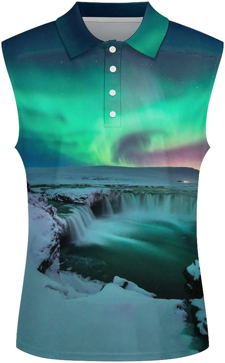 Green Northern Aurora Women's Sleeveless Golf Polo Shirts Athletic Tank Tops