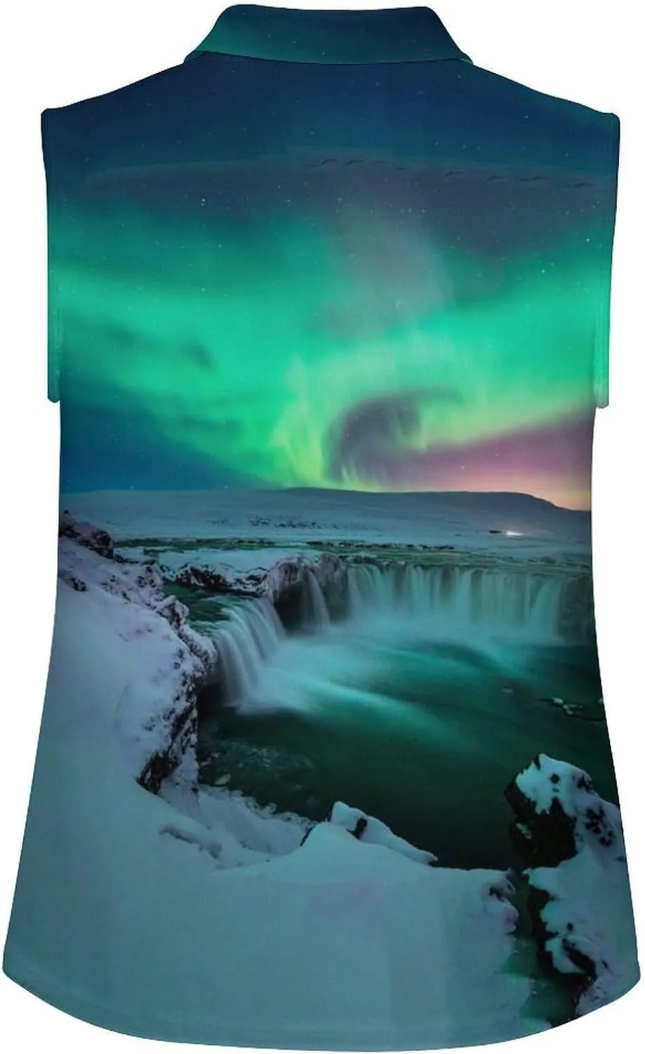 Green Northern Aurora Women's Sleeveless Golf Polo Shirts Athletic Tank Tops