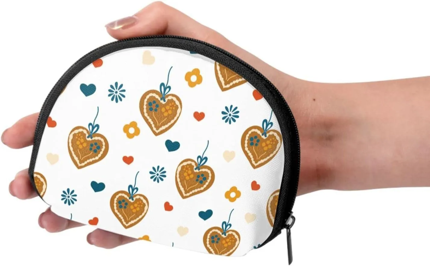 Half Moon Cosmetic Bag Travel Makeup Pouch for Women Small