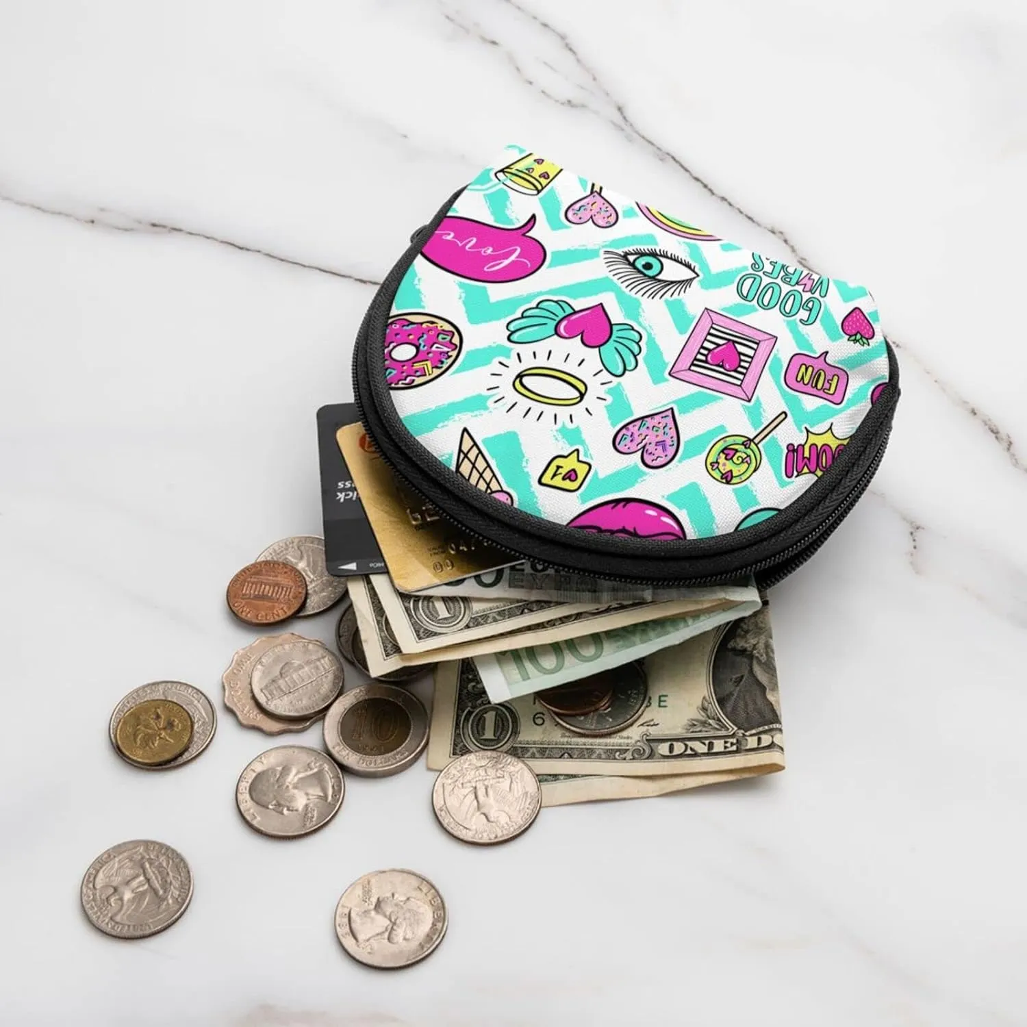 Half Moon Cosmetic Bag Travel Makeup Pouch for Women Small