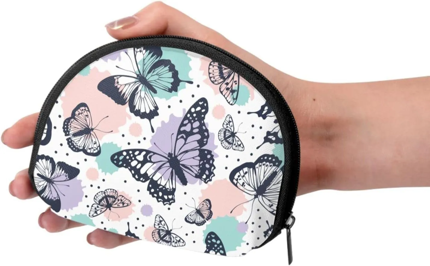 Half Moon Cosmetic Bag Travel Makeup Pouch for Women Small