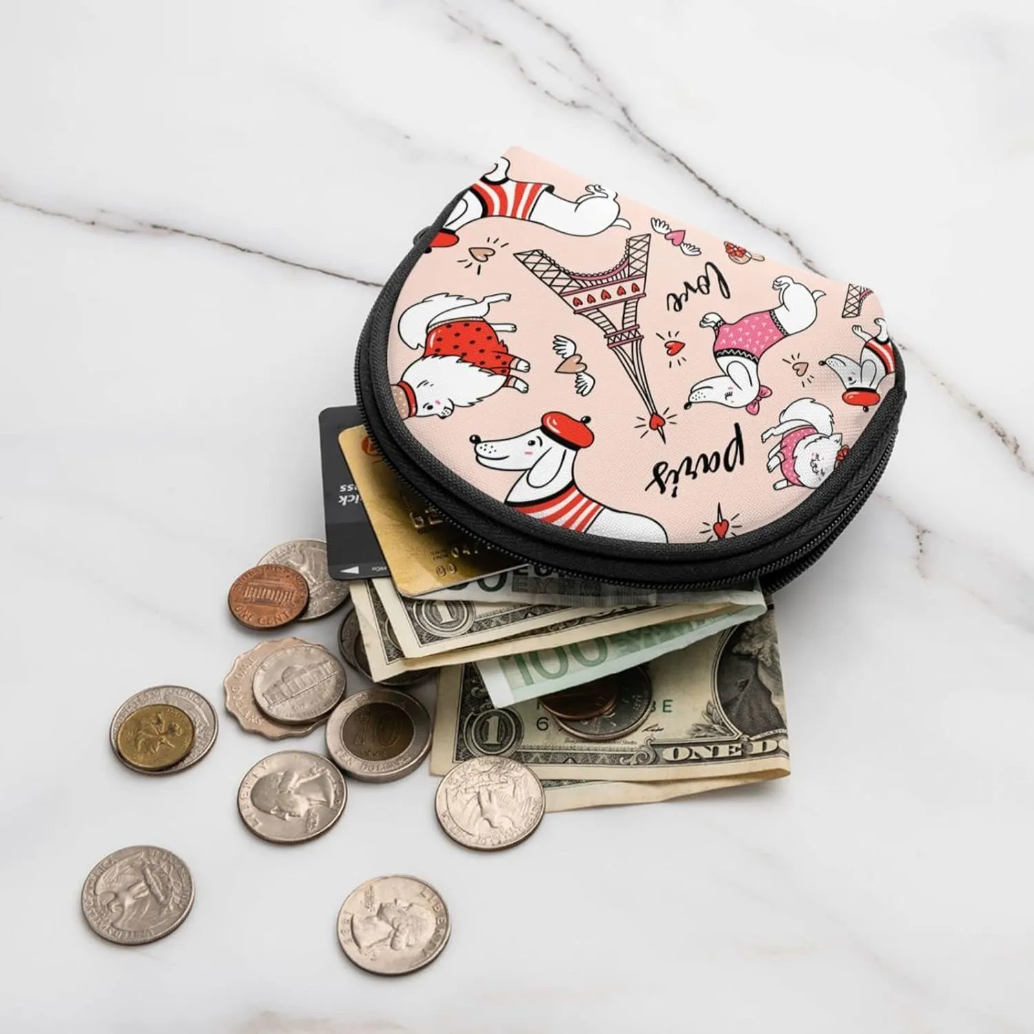 Half Moon Cosmetic Bag Travel Makeup Pouch for Women Small