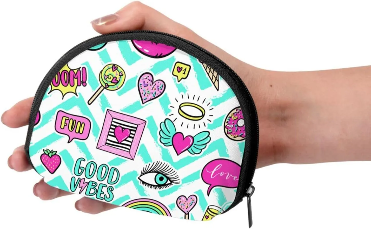 Half Moon Cosmetic Bag Travel Makeup Pouch for Women Small