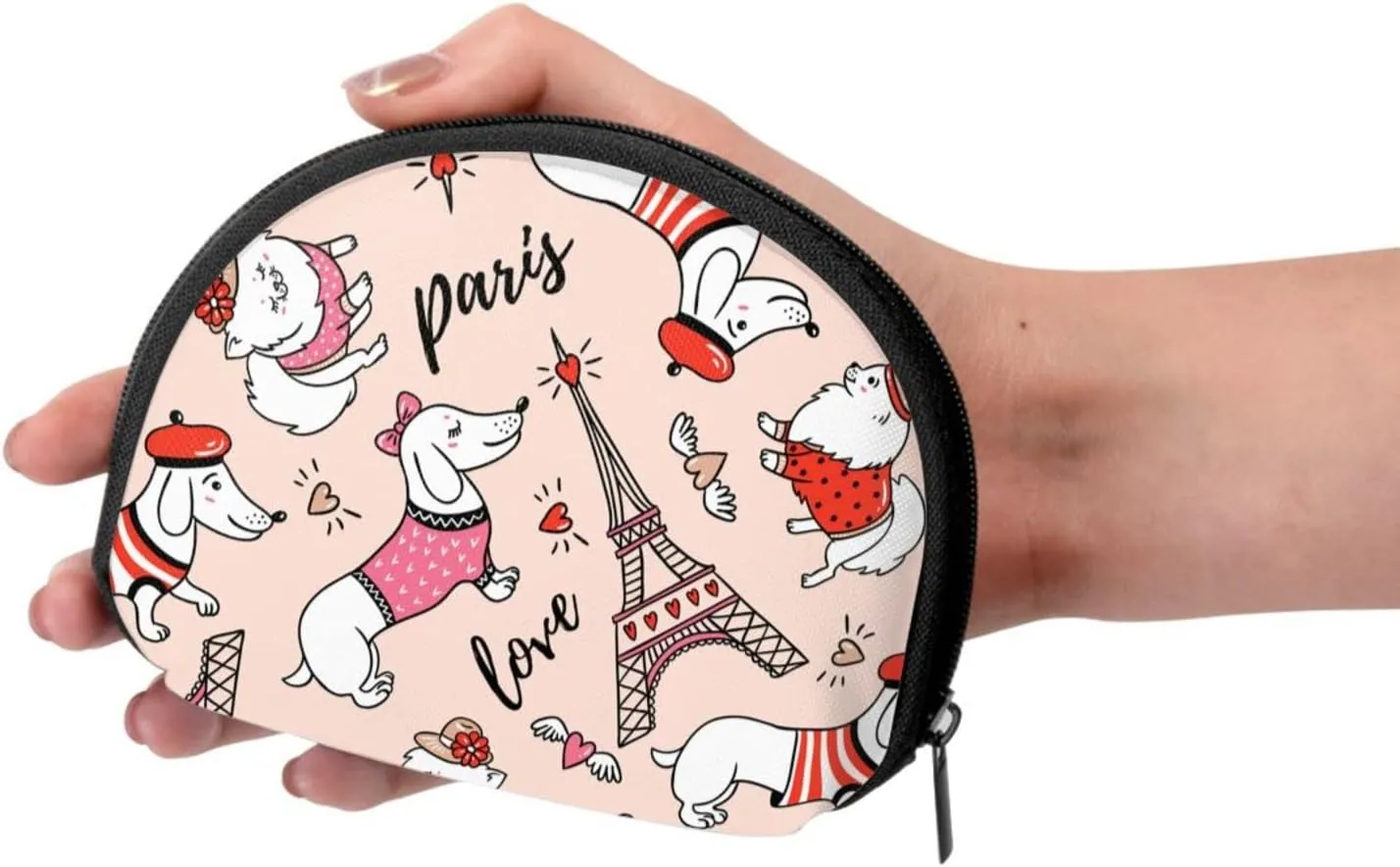 Half Moon Cosmetic Bag Travel Makeup Pouch for Women Small