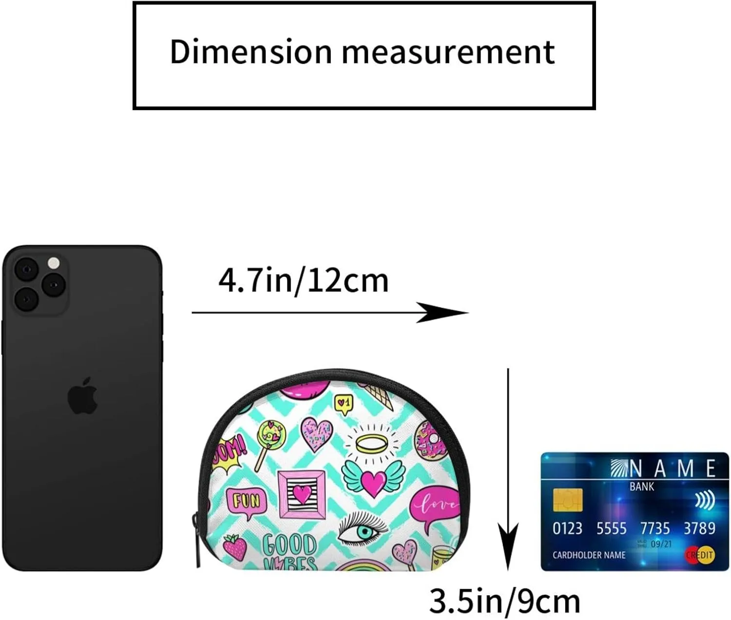 Half Moon Cosmetic Bag Travel Makeup Pouch for Women Small