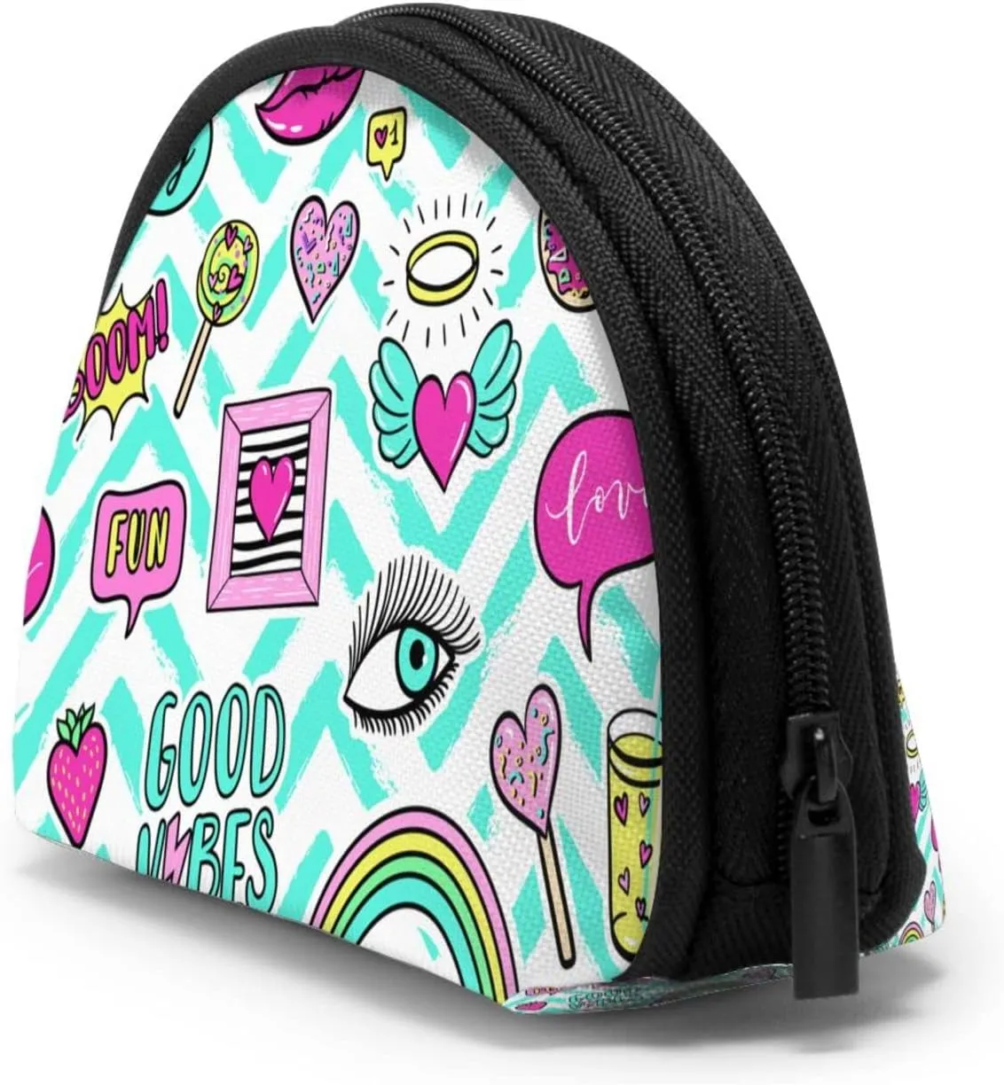 Half Moon Cosmetic Bag Travel Makeup Pouch for Women Small