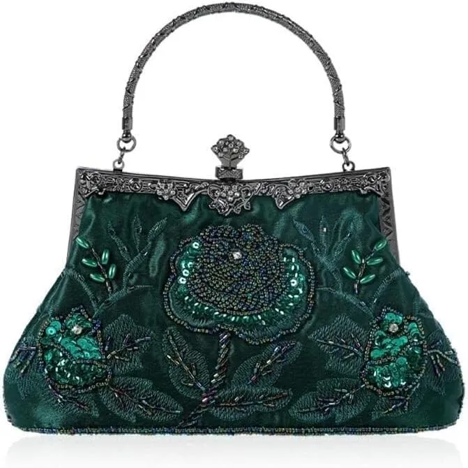Handbags,Vintage Style Beaded Floral Evening Clutch Bag Wedding Party Prom Purse Handbag