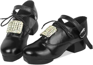 Handmade Irish Dance Hard Shoes with Crystal Buckles  Irish Shoes for Step Dancing, Lightweight Pure Cowhide Leather