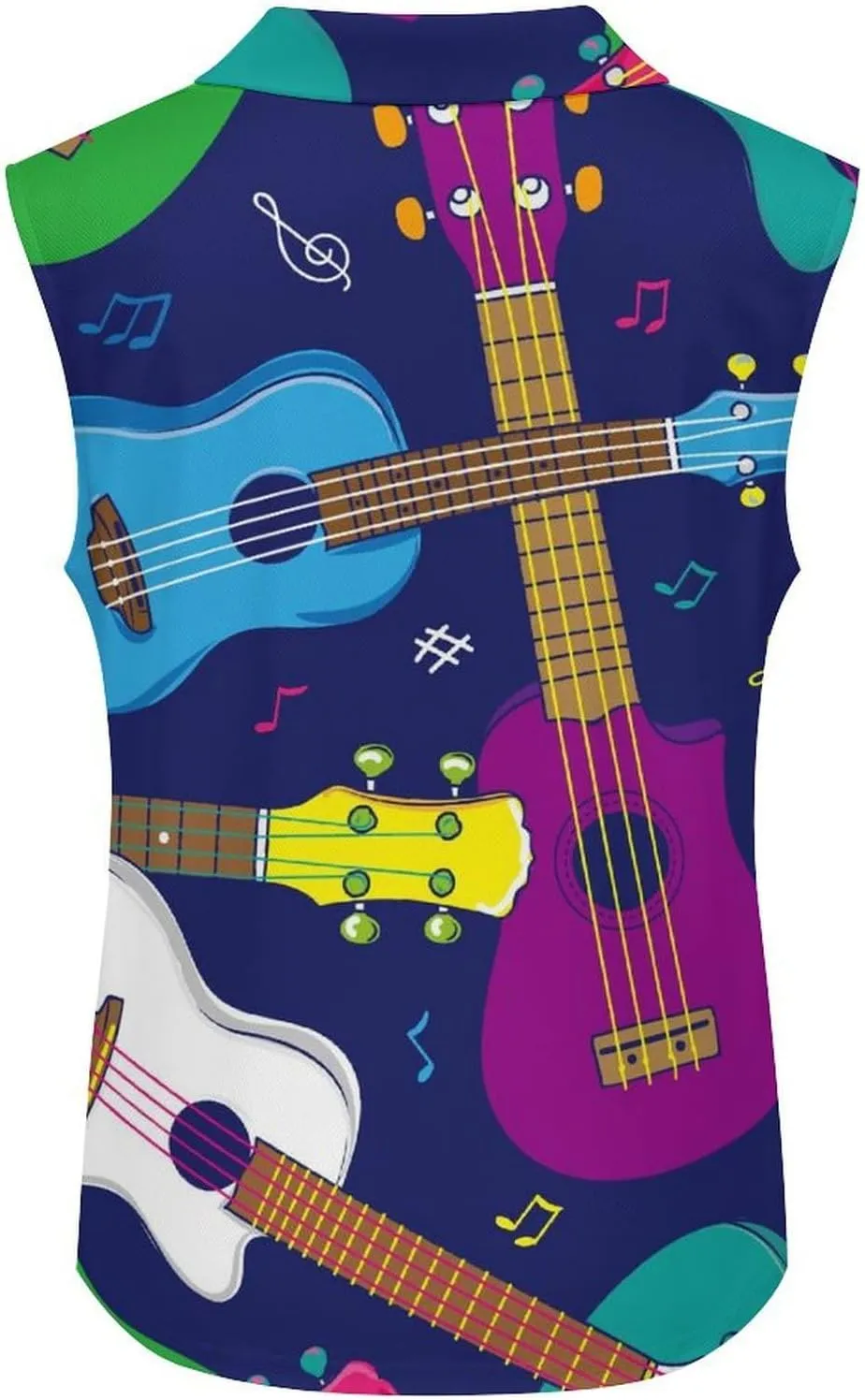 Hawaiian Beginner Ukulele Women's Sleeveless Golf Polo Shirts Athletic Tank Tops