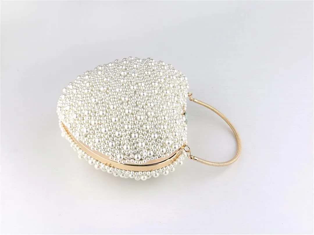Heart Design Women Evening Bags Beaded Wedding Small Daily Clutch Bag Purse Shoulder Pearl Handbags