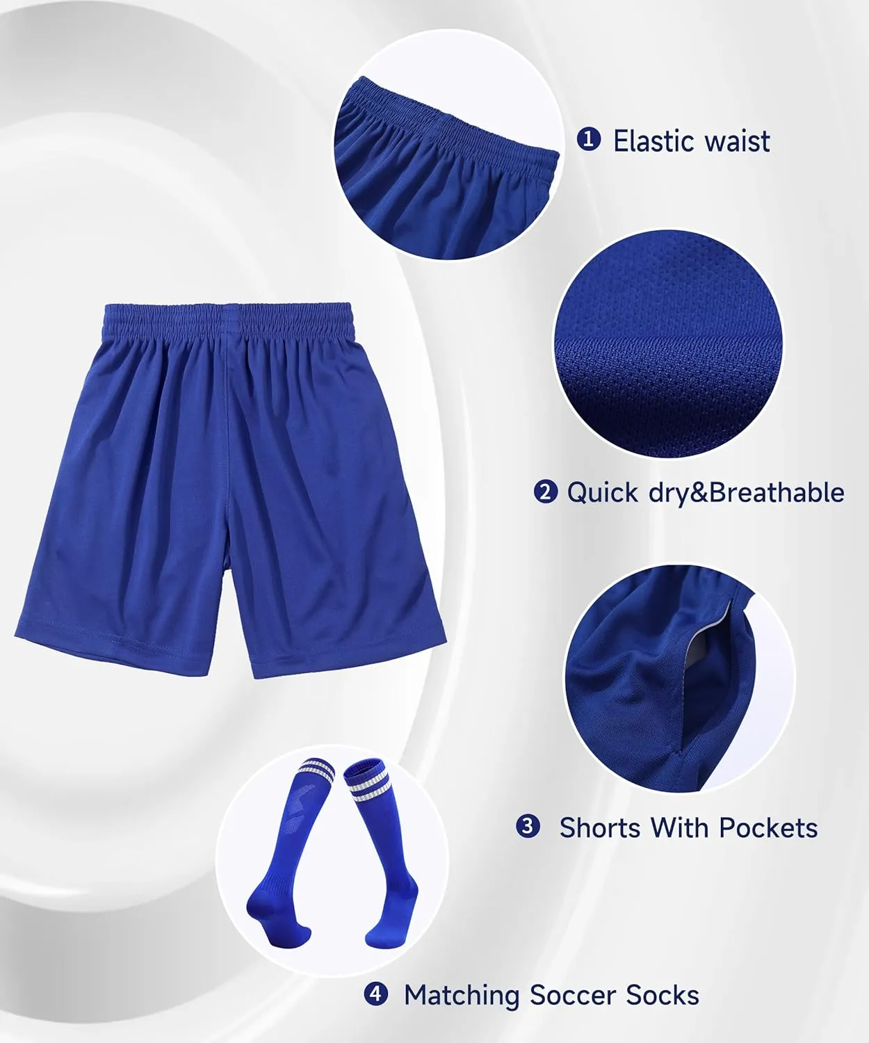 Hiheart Mens Soccer Jersey and Shorts with Socks Quick Dry Football Team Uniforms