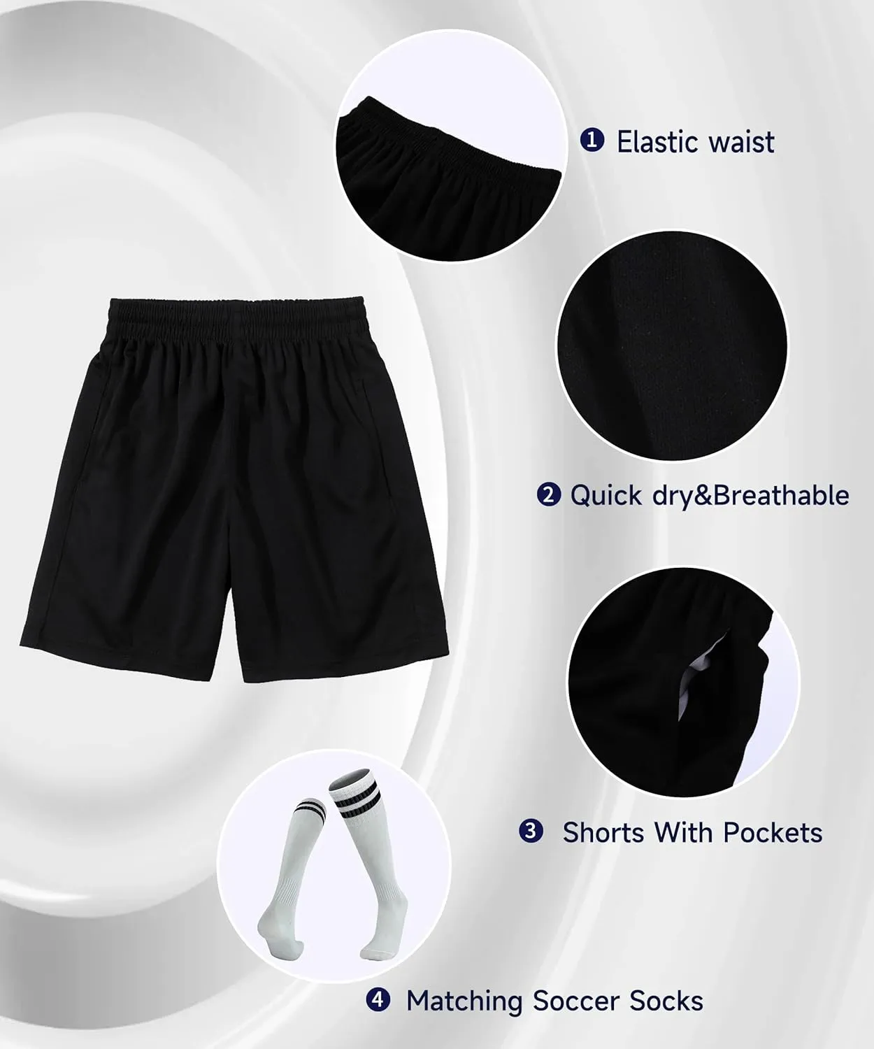 Hiheart Mens Soccer Jersey and Shorts with Socks Quick Dry Football Team Uniforms