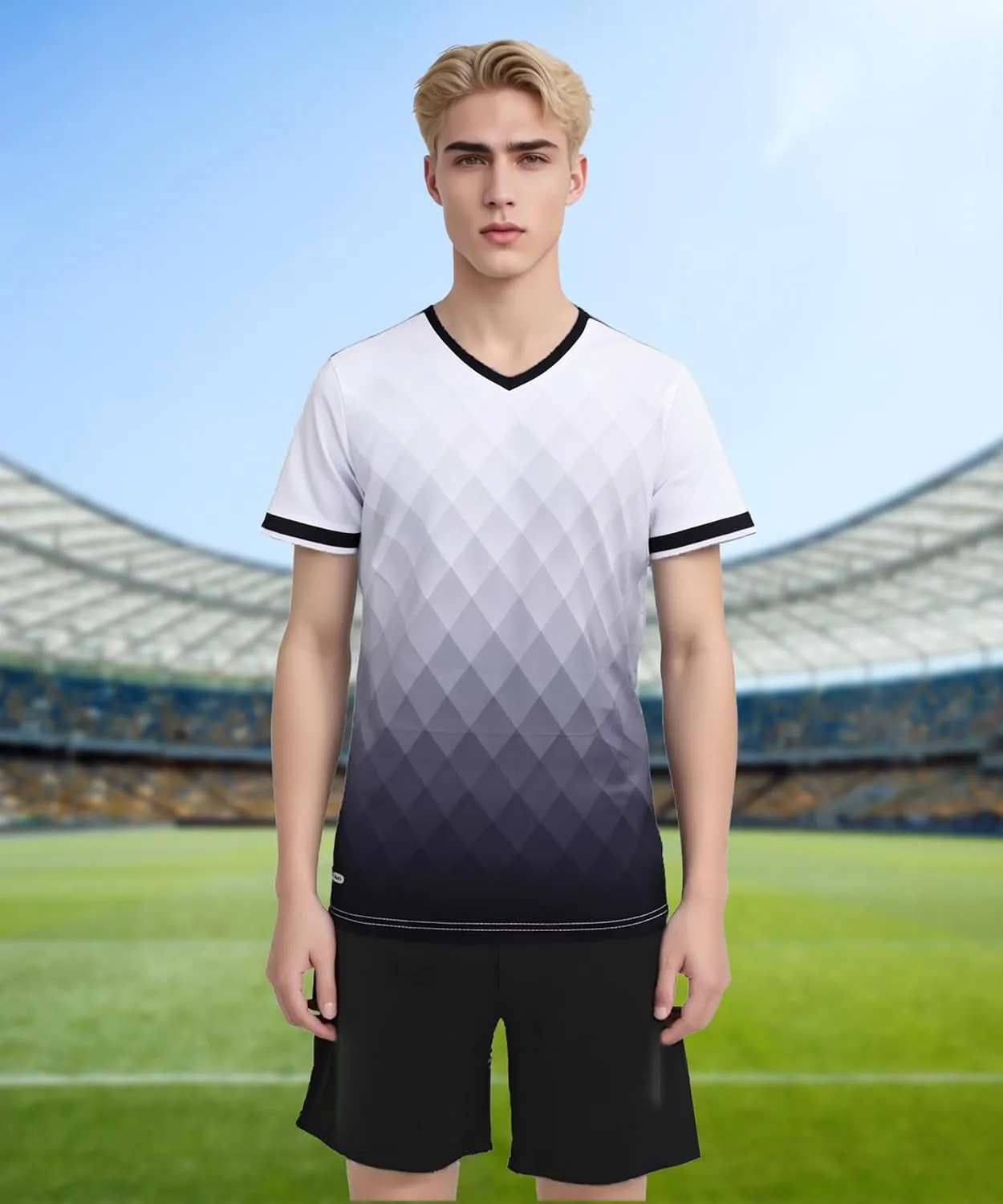 Hiheart Mens Soccer Jersey and Shorts with Socks Quick Dry Football Team Uniforms