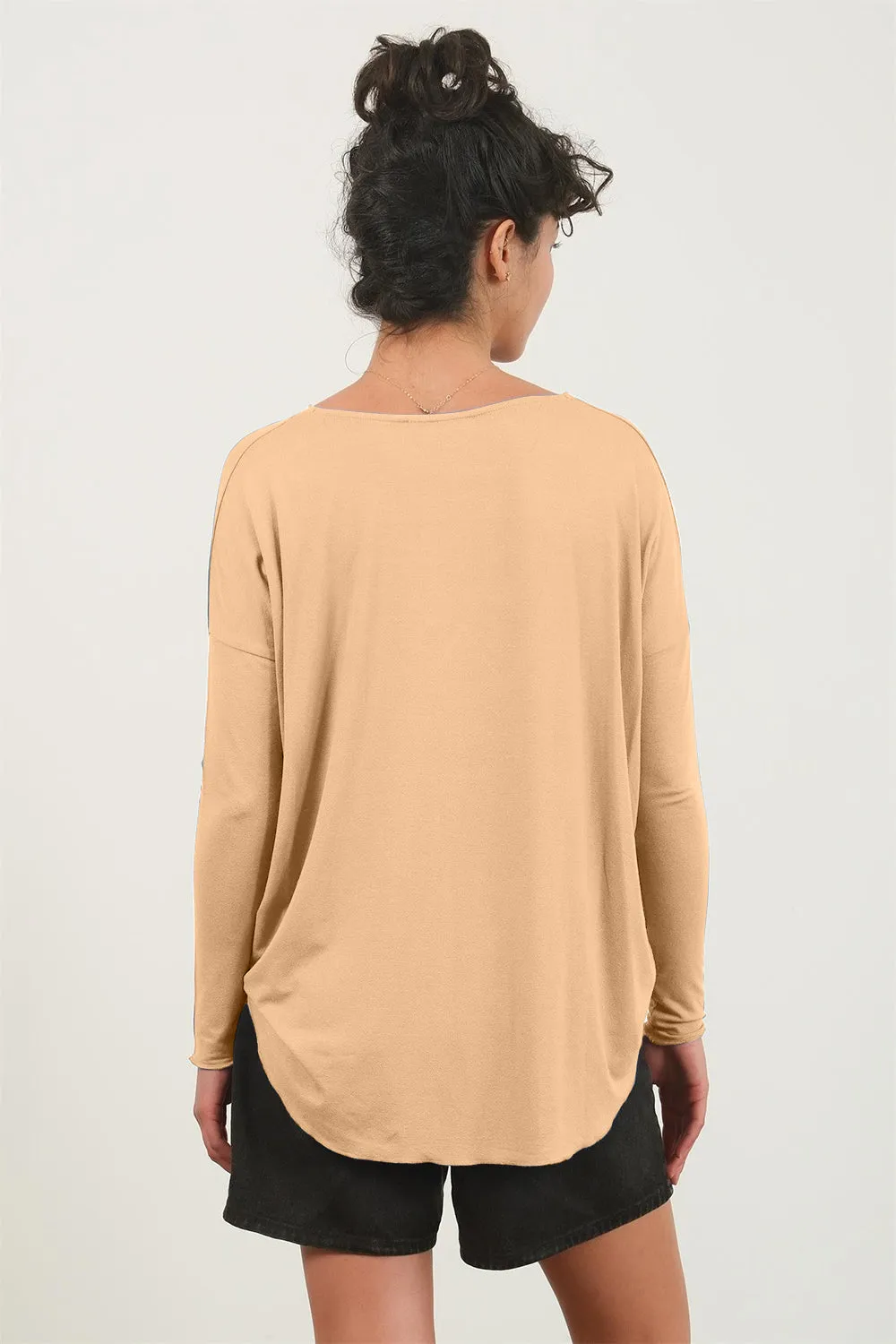 HYFVE Draped Drop Shoulder Long Sleeve Top