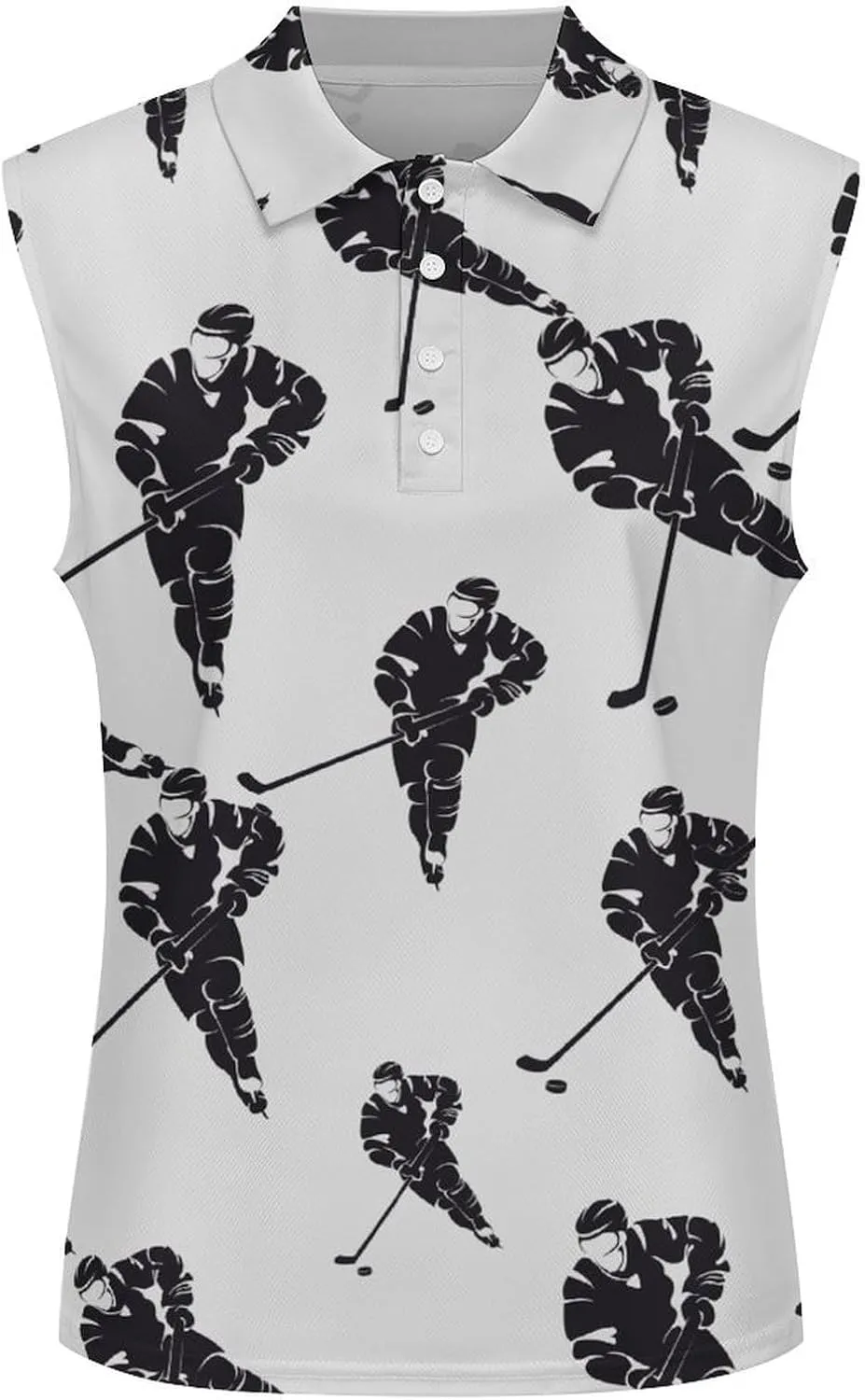 Ice Hockey Player Women's Sleeveless Golf Polo Shirts Athletic Tank Tops