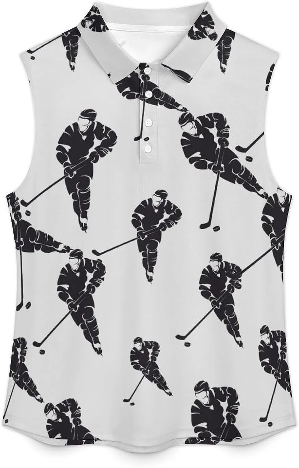 Ice Hockey Player Women's Sleeveless Golf Polo Shirts Athletic Tank Tops