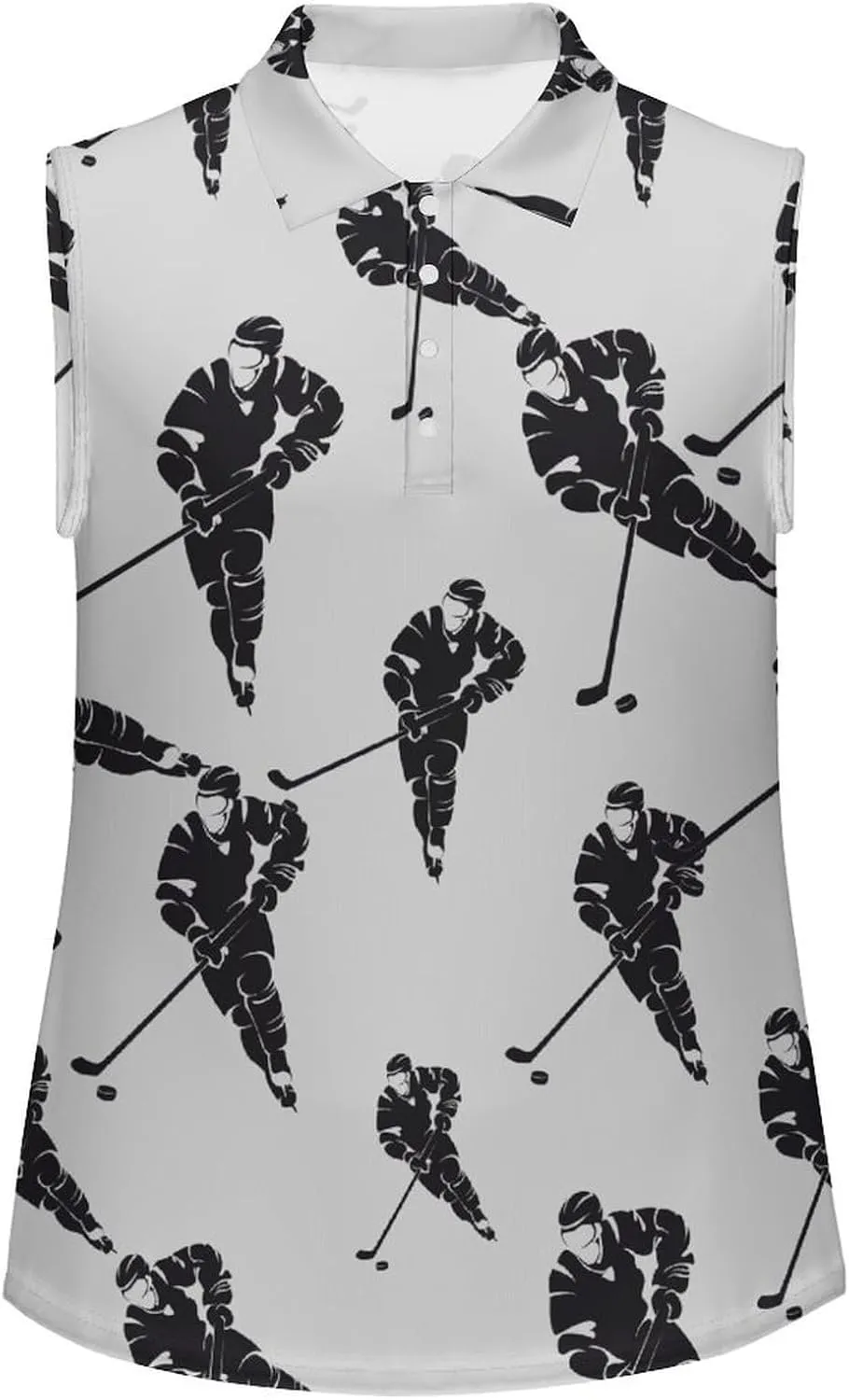 Ice Hockey Player Women's Sleeveless Golf Polo Shirts Athletic Tank Tops