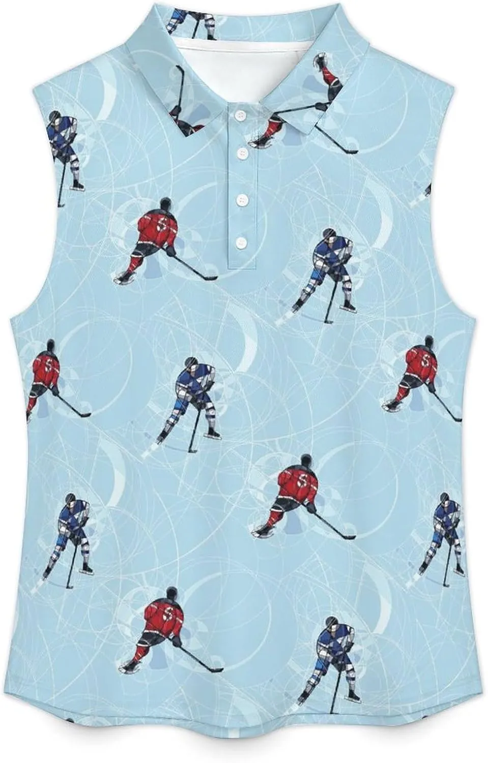 Ice Hockey Players Women's Sleeveless Golf Polo Shirts Athletic Tank Tops