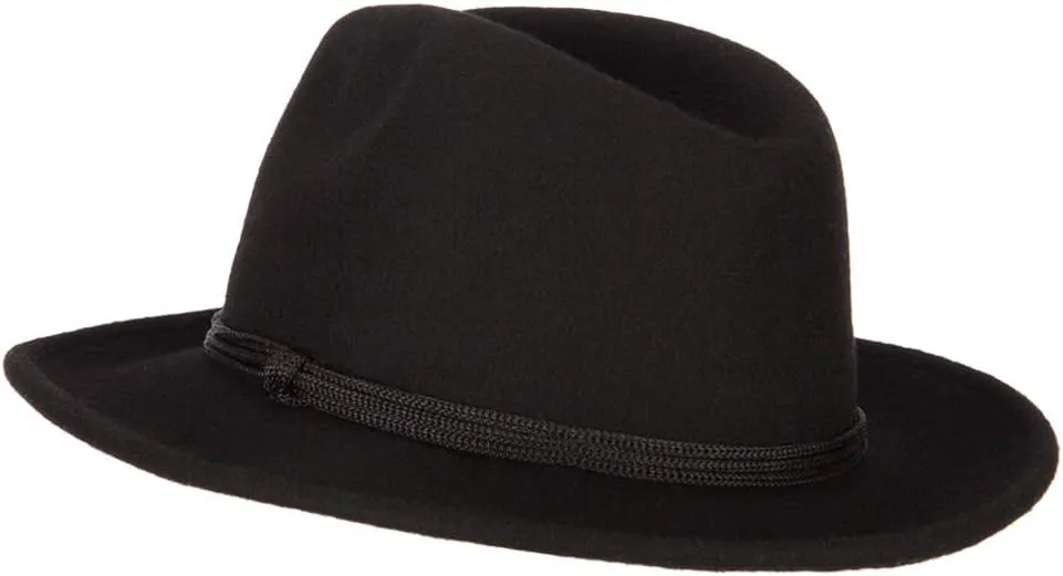 Jeanne Simmons Unisex Wool Felt Satin Rope Band Trim Pinched Crown Fedora Hat