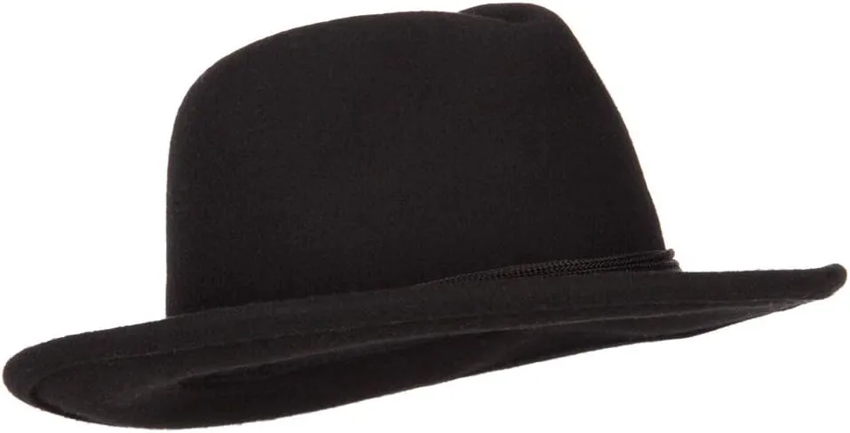 Jeanne Simmons Unisex Wool Felt Satin Rope Band Trim Pinched Crown Fedora Hat