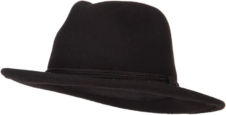 Jeanne Simmons Unisex Wool Felt Satin Rope Band Trim Pinched Crown Fedora Hat