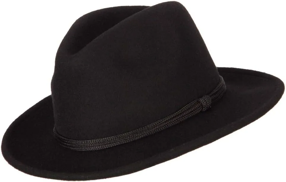 Jeanne Simmons Unisex Wool Felt Satin Rope Band Trim Pinched Crown Fedora Hat