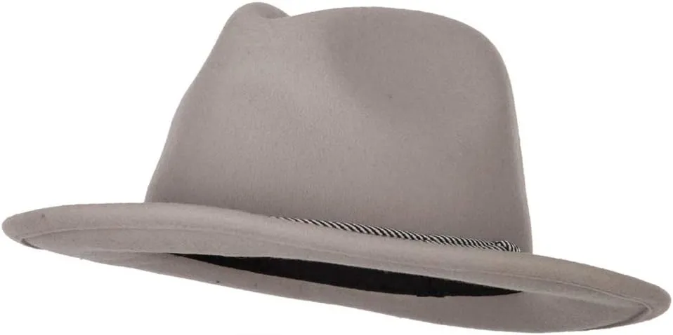Jeanne Simmons Unisex Wool Felt Satin Rope Band Trim Pinched Crown Fedora Hat